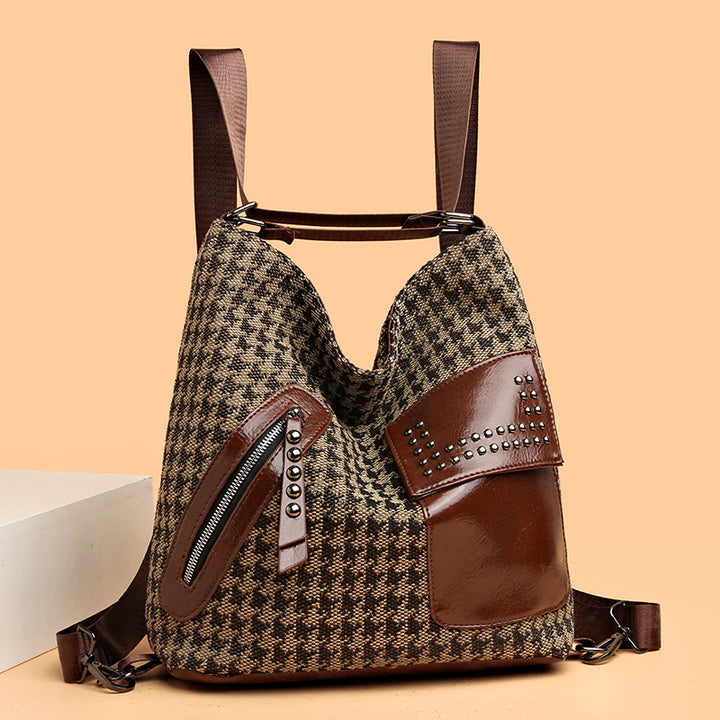 H&F Houndstooth Rivet Backpack c