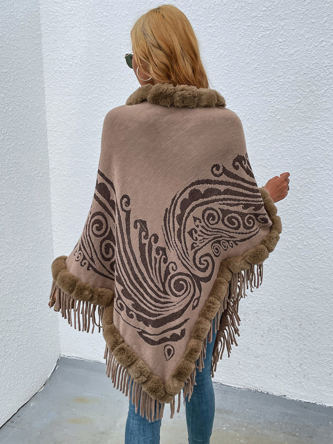 H&F Fur Collar Shawl c