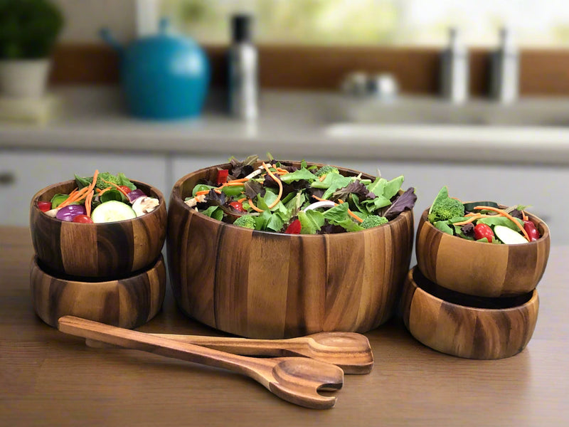 Extra Large Salad Bowl with Servers and 4 Individuals - 332C7