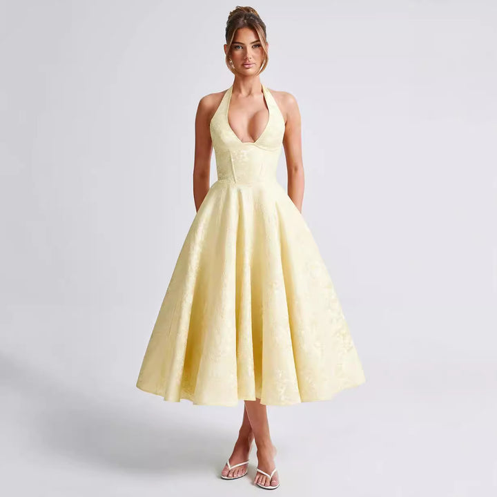 V-neck Halter Sleeveless Dress