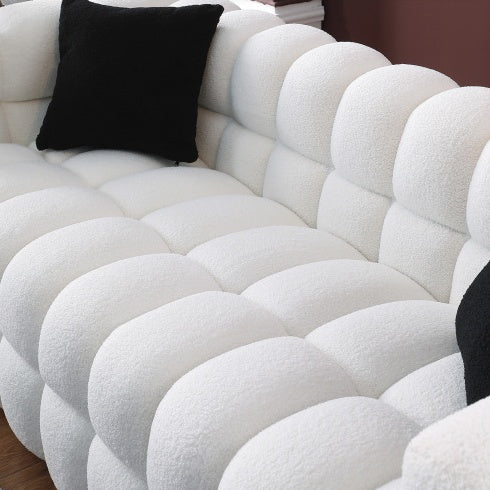 H&F White Boucle Sofa c
