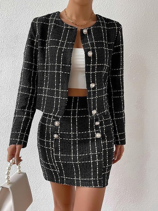 H&F Plaid Button Jacket c
