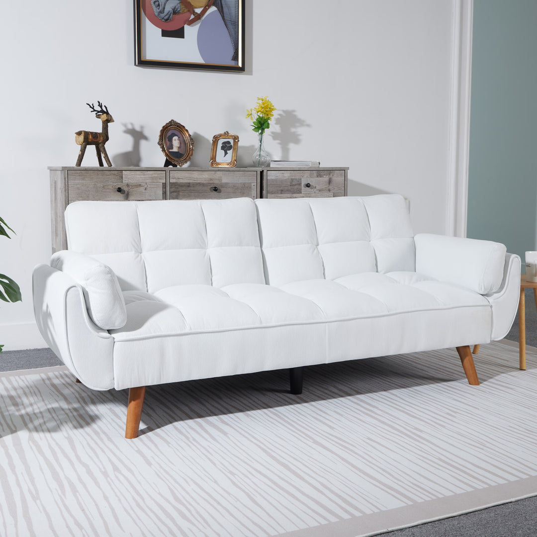 H&F White Corduroy Sofa c