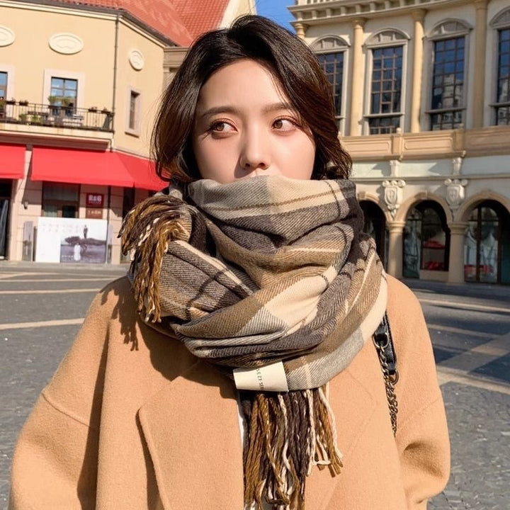 H&F Plaid Long Scarf c