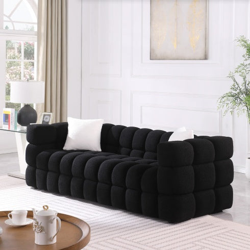 H&F White Boucle Sofa c