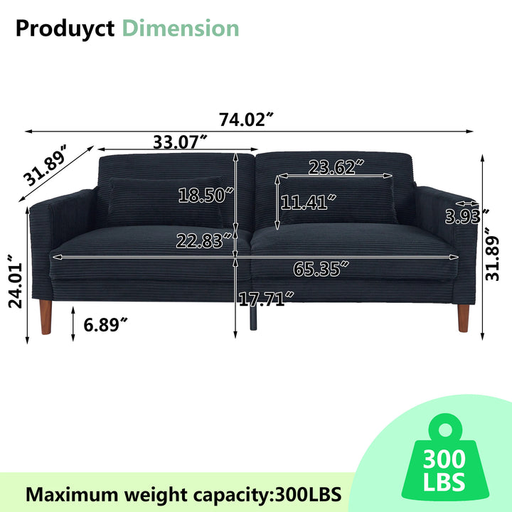 H&F Stylish Corduroy Loveseat c