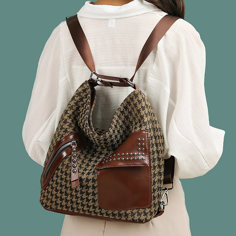H&F Houndstooth Rivet Backpack c