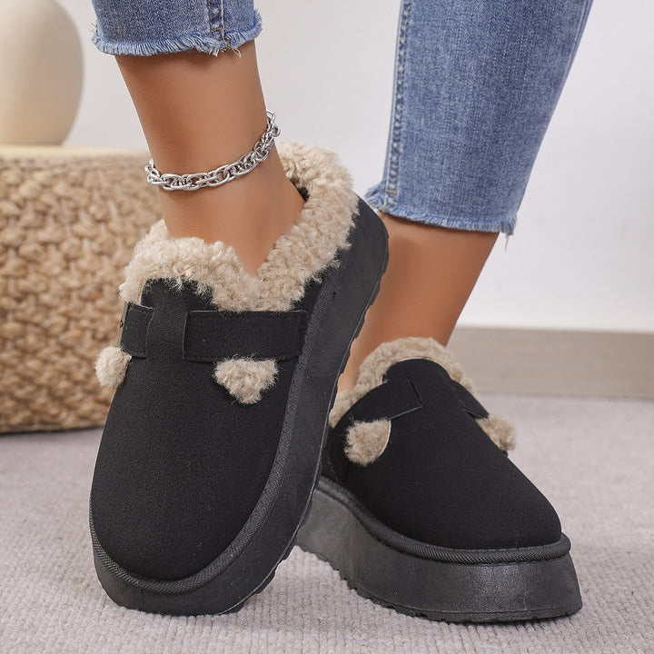 H&F Plush Buckle Slippers c