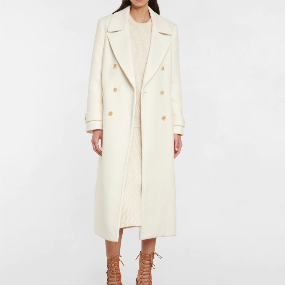 H&F White Double Breasted Coat c
