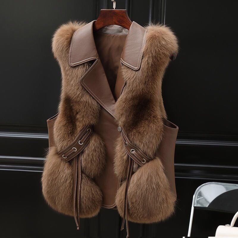 H&F Patchwork Fur Vest c