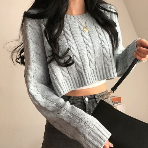 H&F Cropped Crew Pullover c