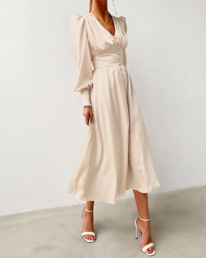 French Sleeve Satin Dress
