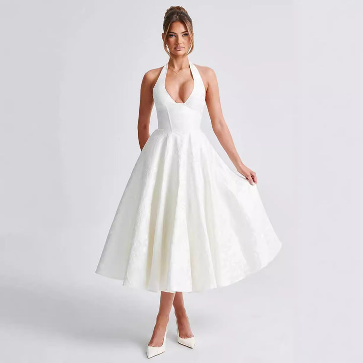 V-neck Halter Sleeveless Dress