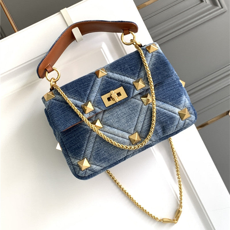 H&F Denim Cowhide Bag c