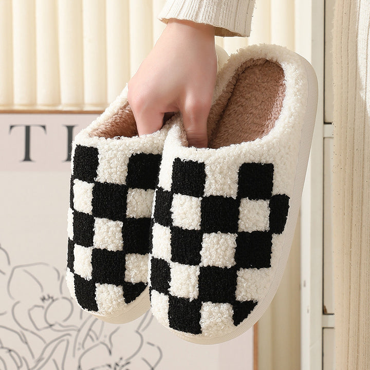 H&F Checkerboard Cotton Slippers c