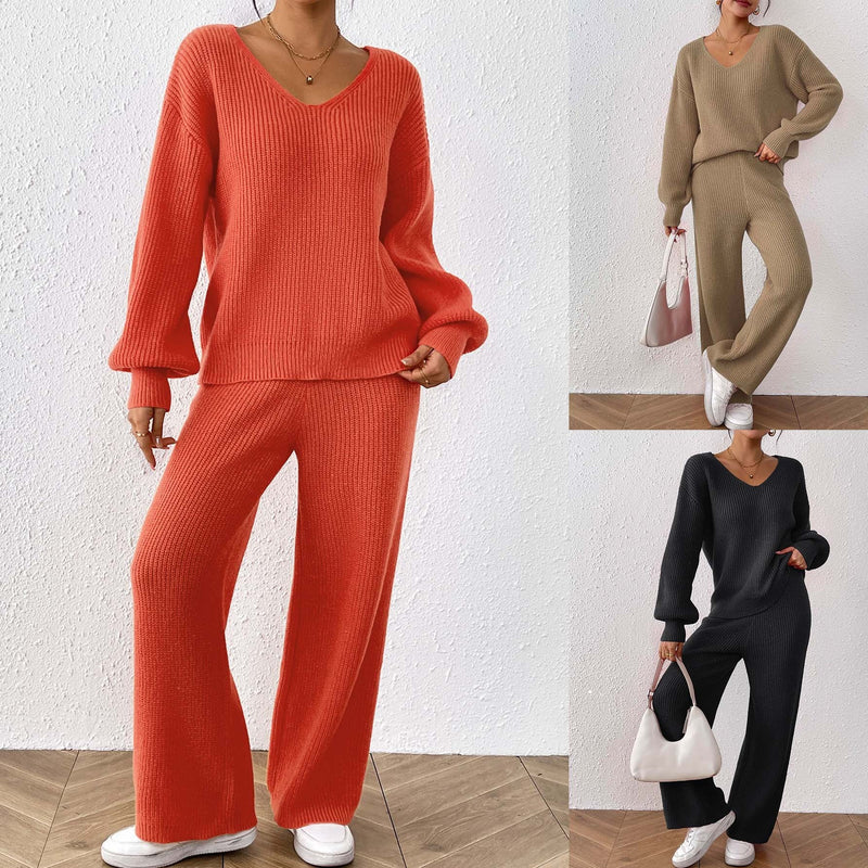 H&F V Neck Wide Leg Suit c