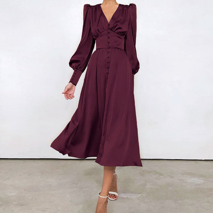 French Sleeve Satin Dress