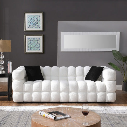 H&F White Boucle Sofa c