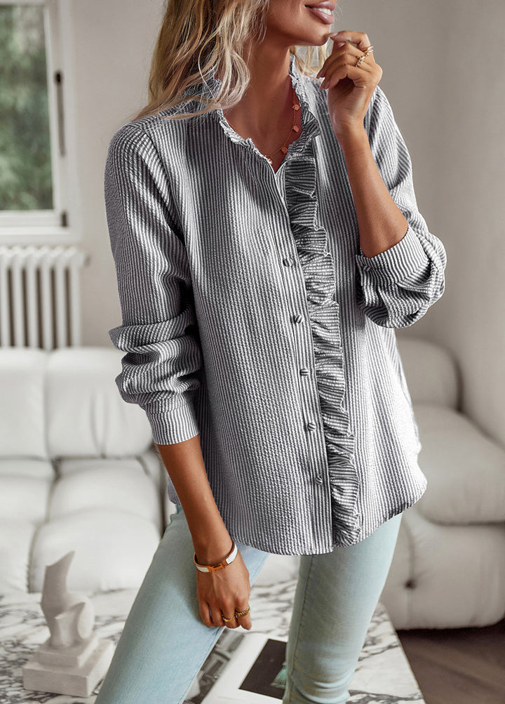 H&F Striped Ruffle Blouse c