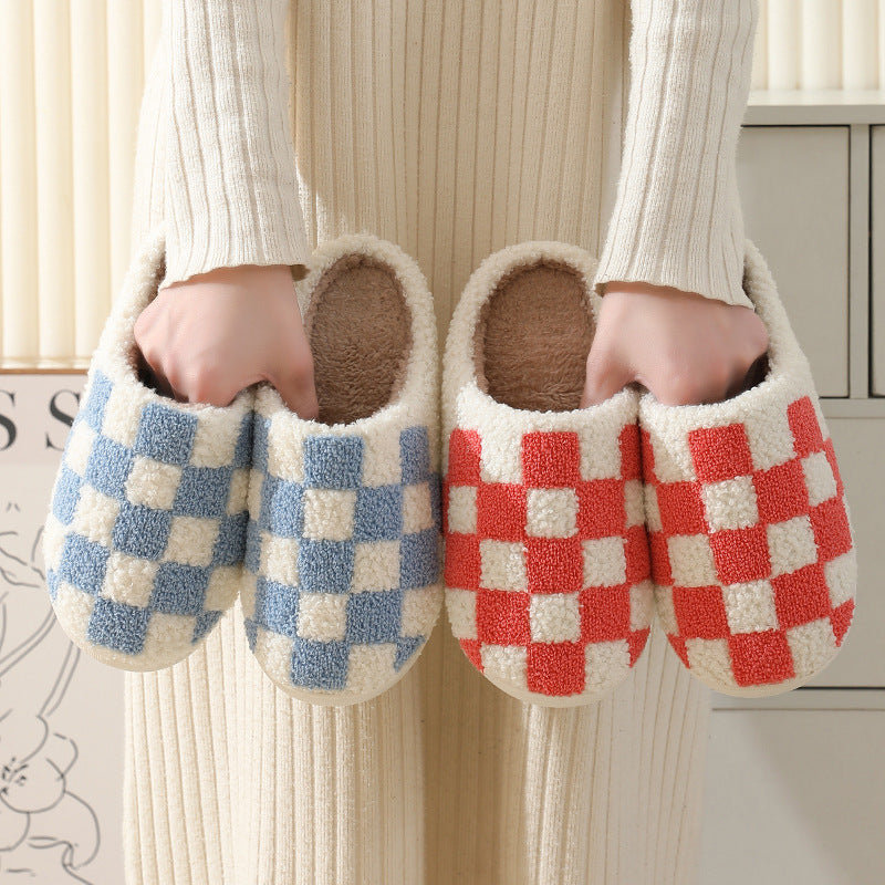 H&F Checkerboard Cotton Slippers c