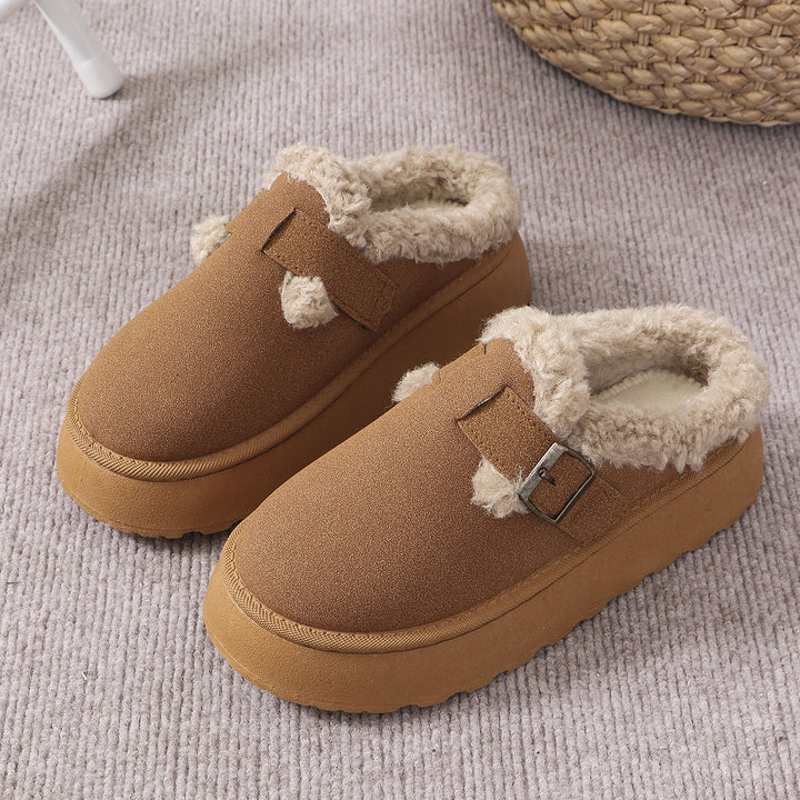 H&F Plush Buckle Slippers c