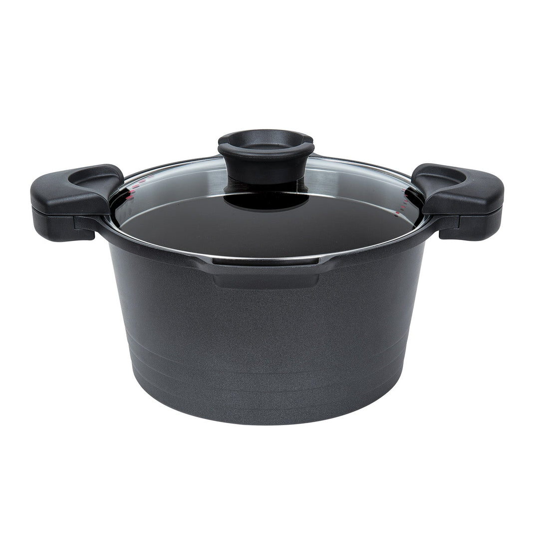 MASTERPAN Nonstick Stock & Pasta Pot With Glass Lid Strainer, 5 QT., 9" (23cm)