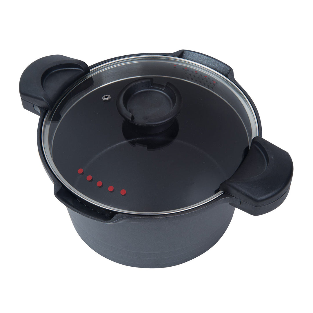 MASTERPAN Nonstick Stock & Pasta Pot With Glass Lid Strainer, 5 QT., 9" (23cm)
