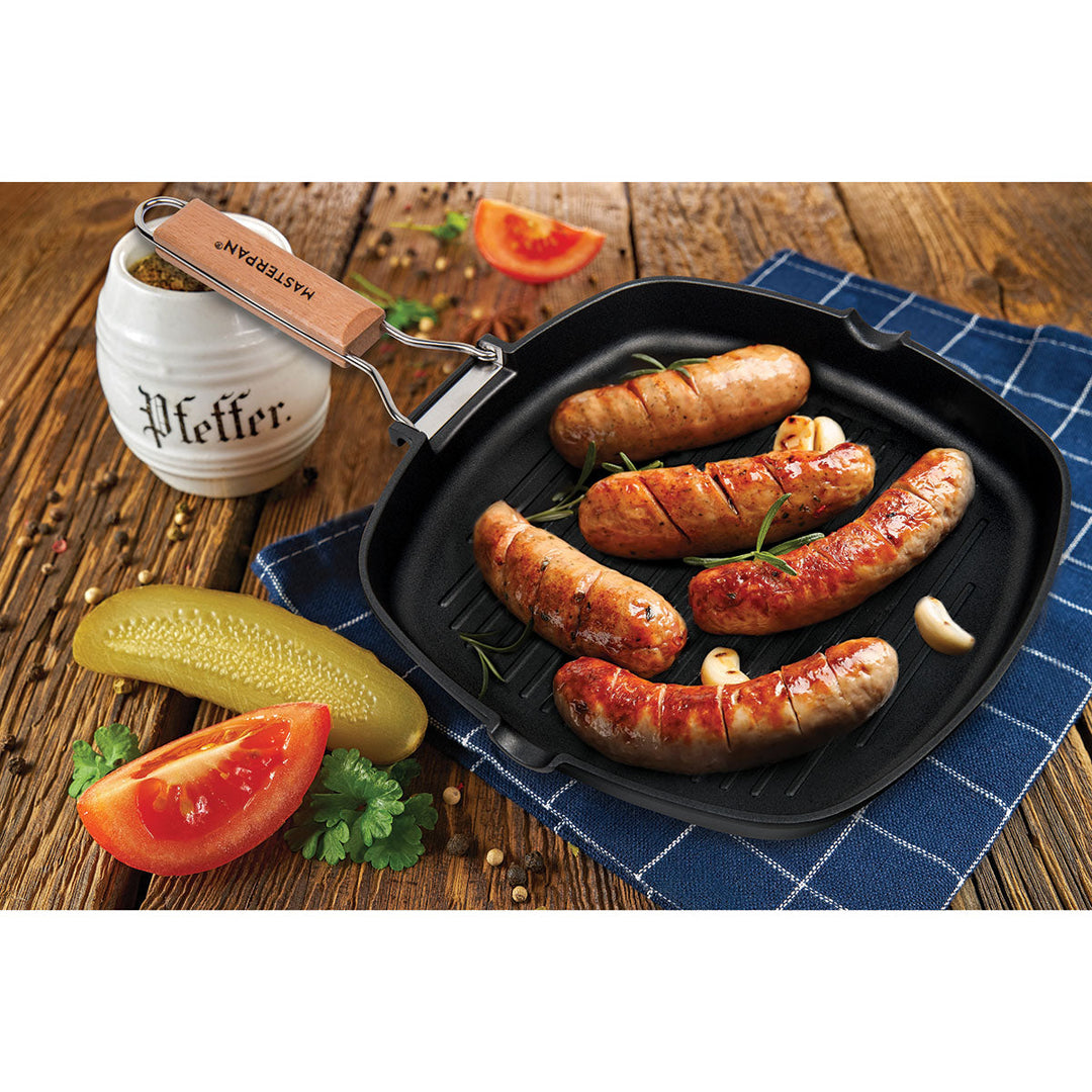 MASTERPAN Nonstick Grill Pan with Folding Handle, 8" (20cm)