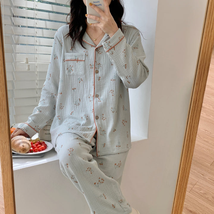 H&F Lapel Floral Pajamas c