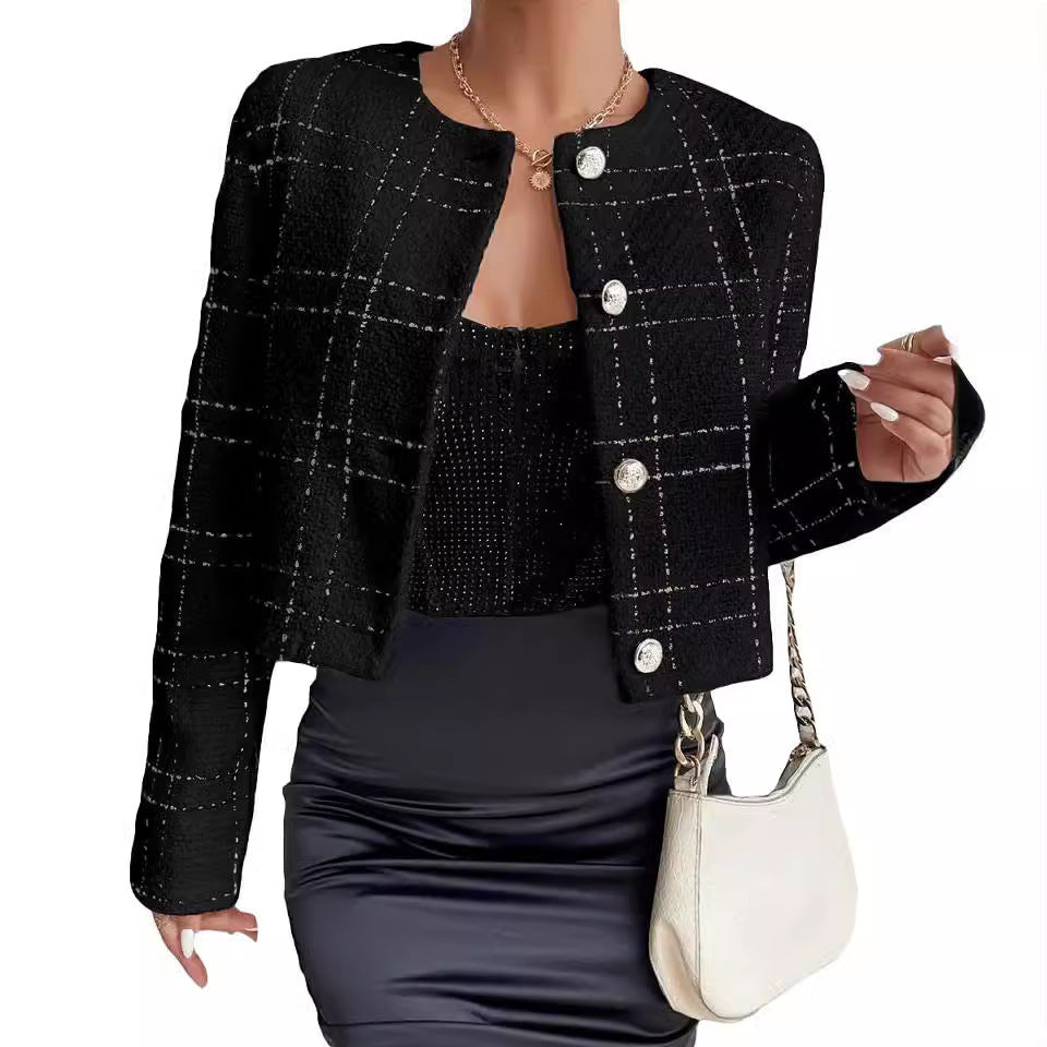 H&F Plaid Button Jacket c