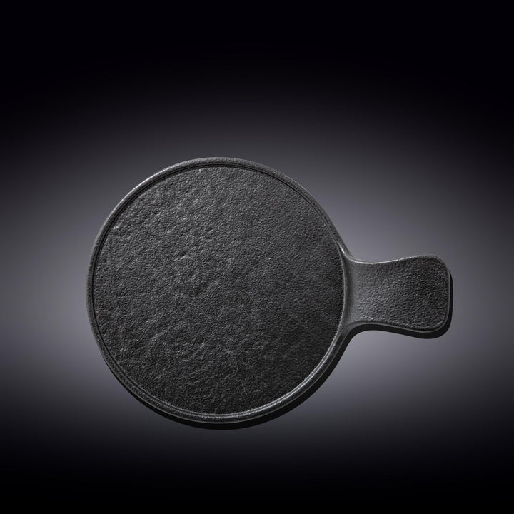 Black Porcelain Slate look Round Serving Dish With Handle 12" inch X 8.5" inch |