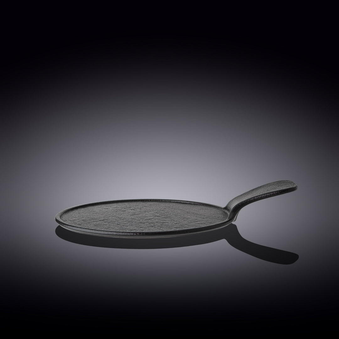 Black Porcelain Slate look Round Serving Dish With Handle 12" inch X 8.5" inch |