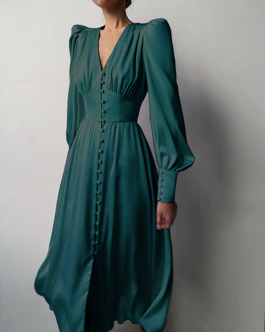 French Sleeve Satin Dress
