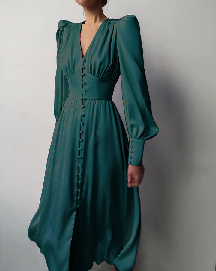 French Sleeve Satin Dress