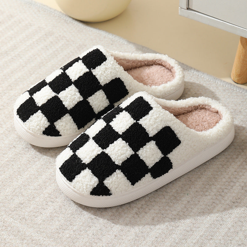 H&F Checkerboard Cotton Slippers c