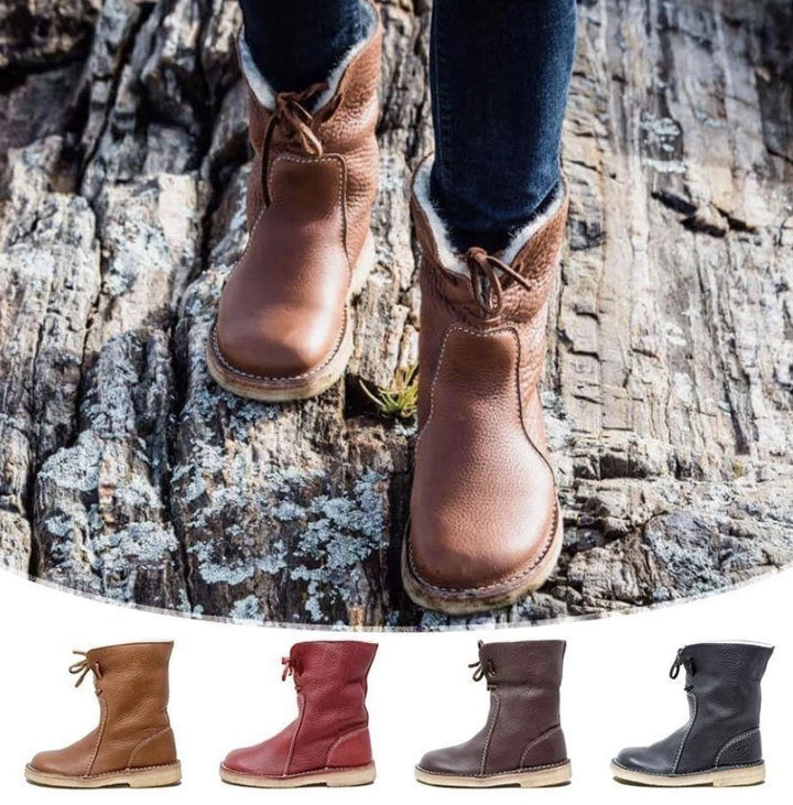 H&F Fur Lace-Up Snow Boots c