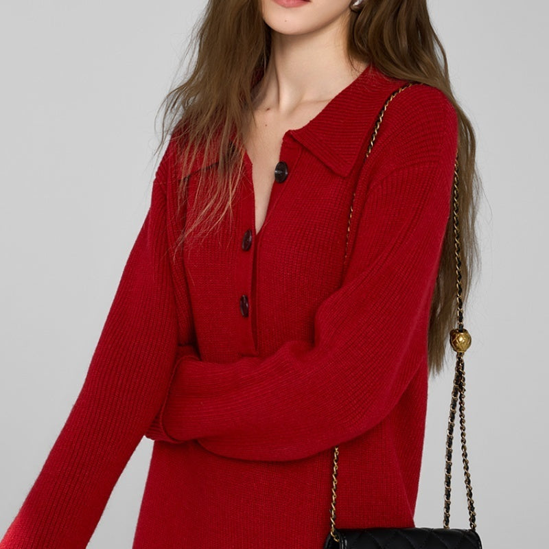 Retro Red Knitted Dress
