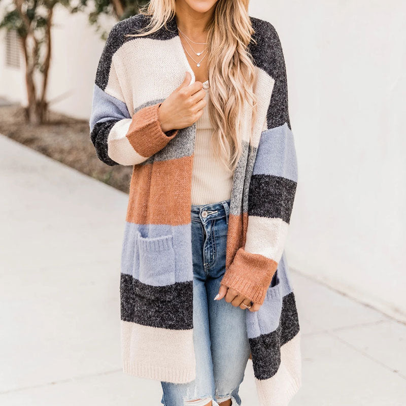 H&F Striped Loose Cardigan c