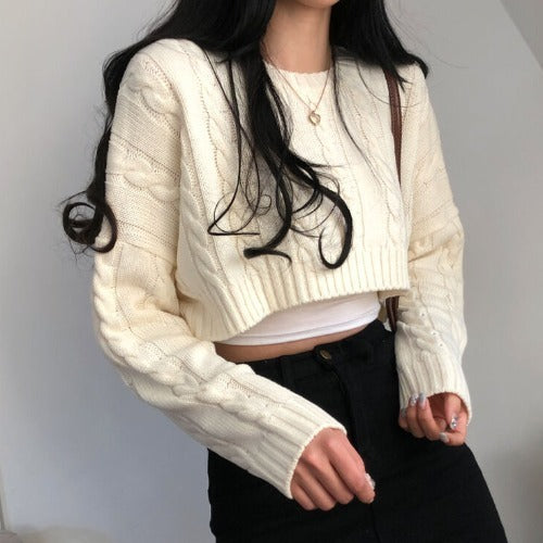 H&F Cropped Crew Pullover c