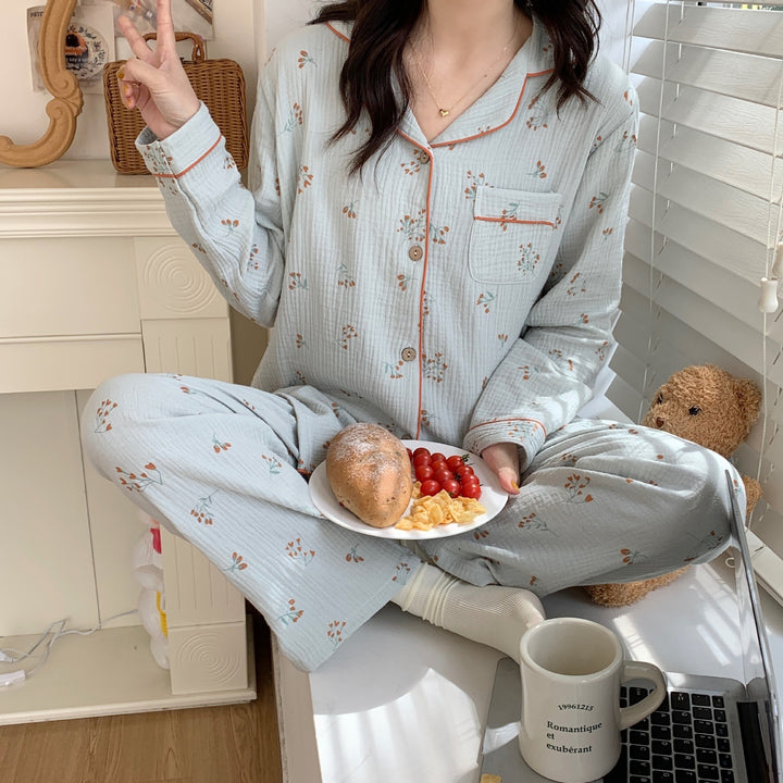 H&F Lapel Floral Pajamas c