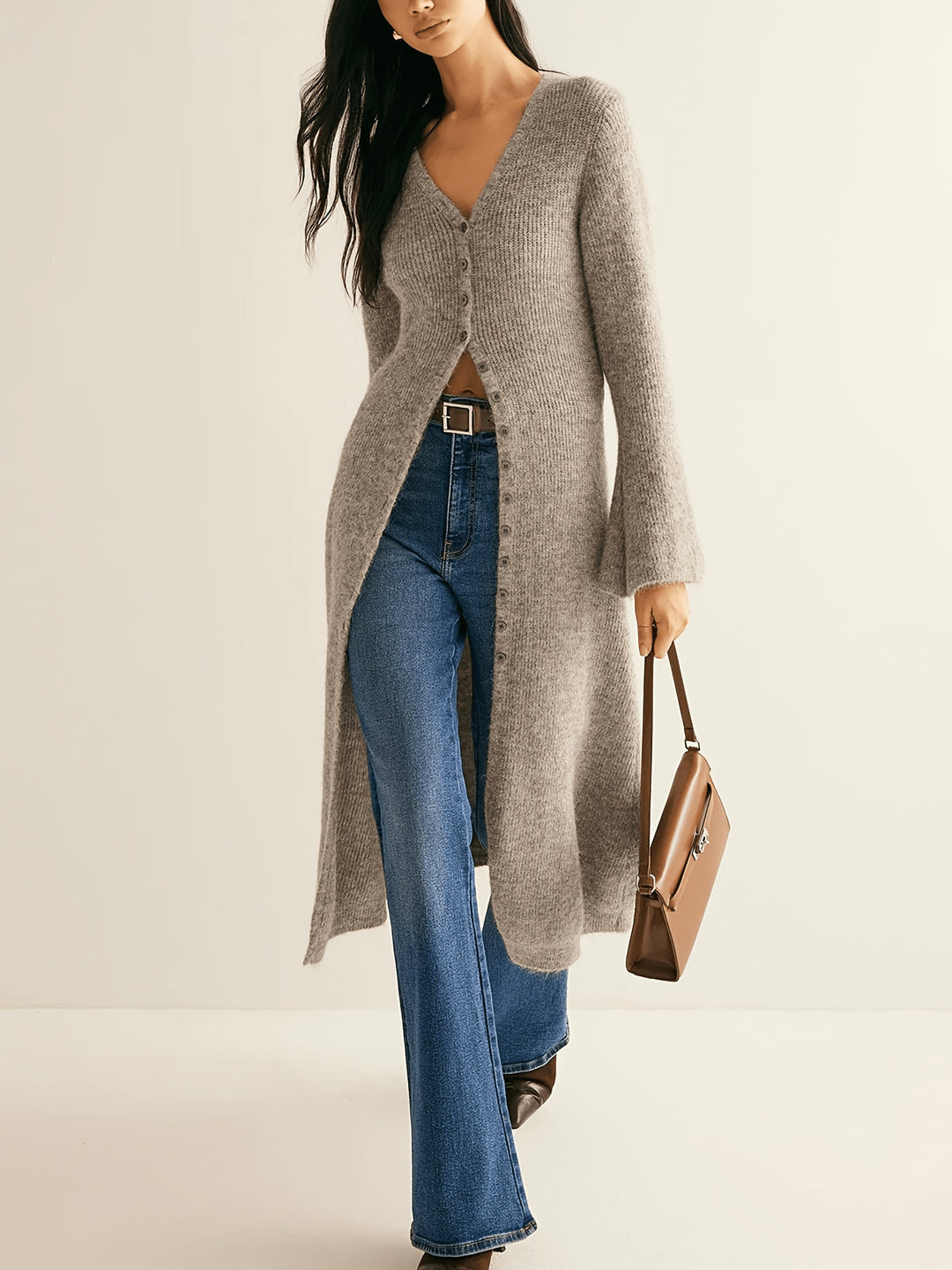 French Retro Long Cardigan