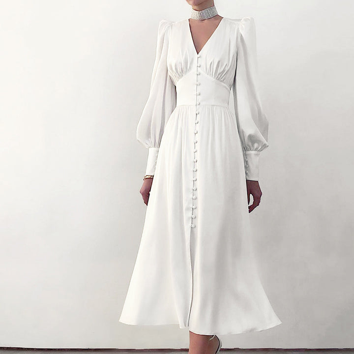 French Sleeve Satin Dress