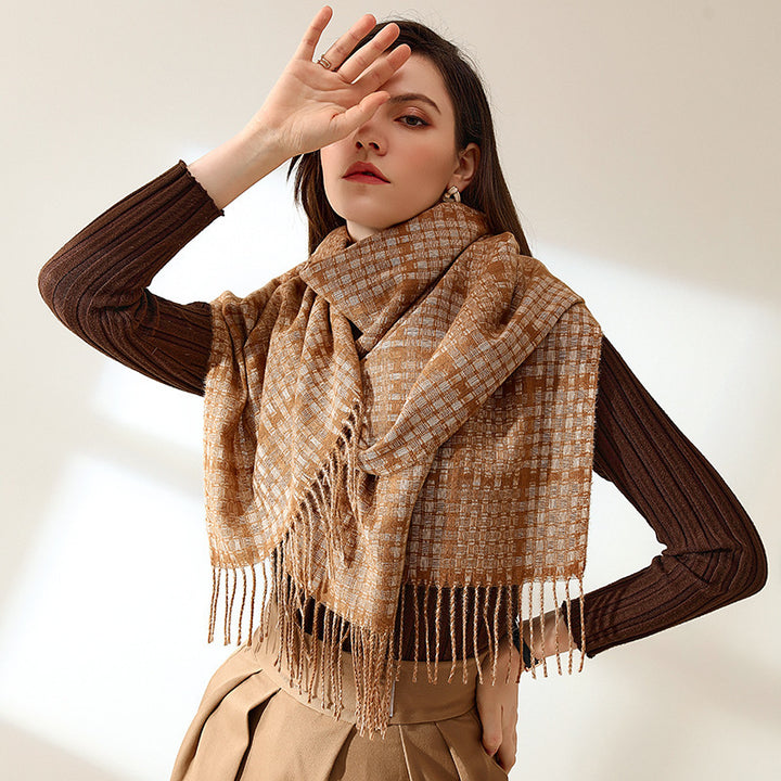 H&F Plaid Cashmere Scarf c