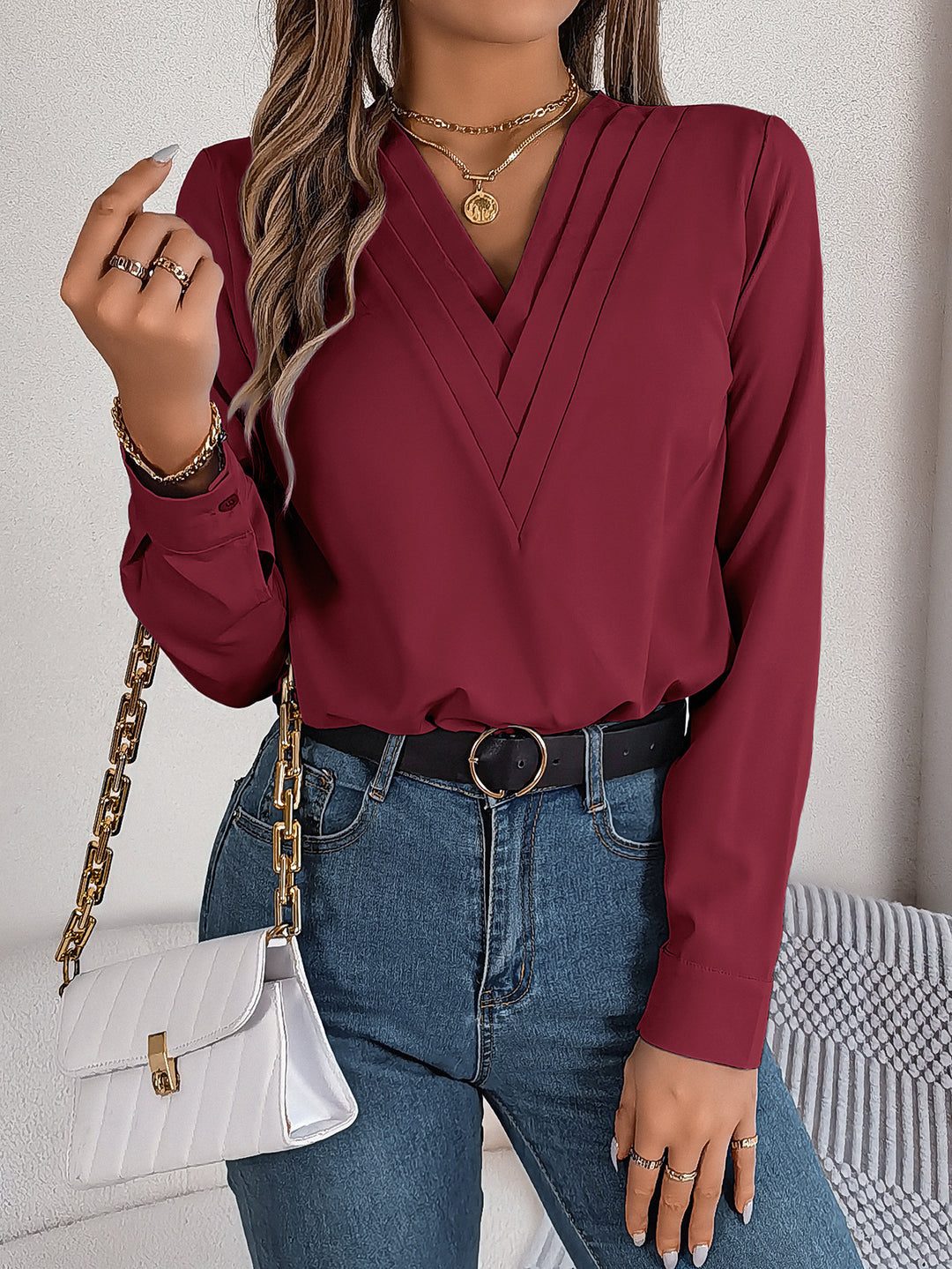 H&F V-Neck Commuter Blouse c