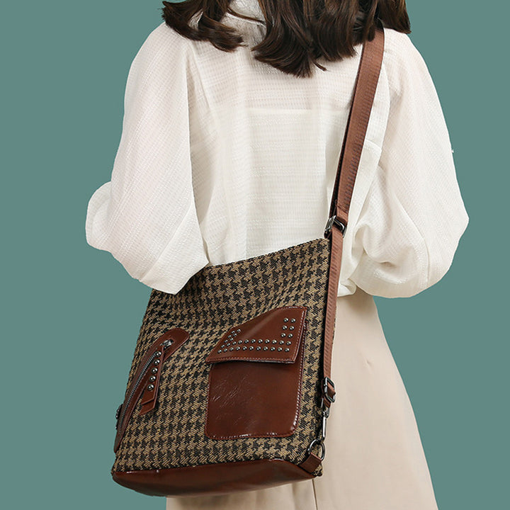 H&F Houndstooth Rivet Backpack c