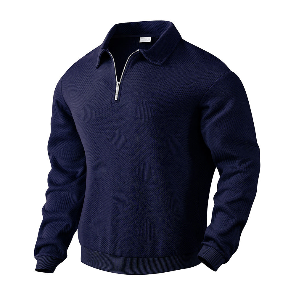 H&F Lapel Jacquard Half-Zip c