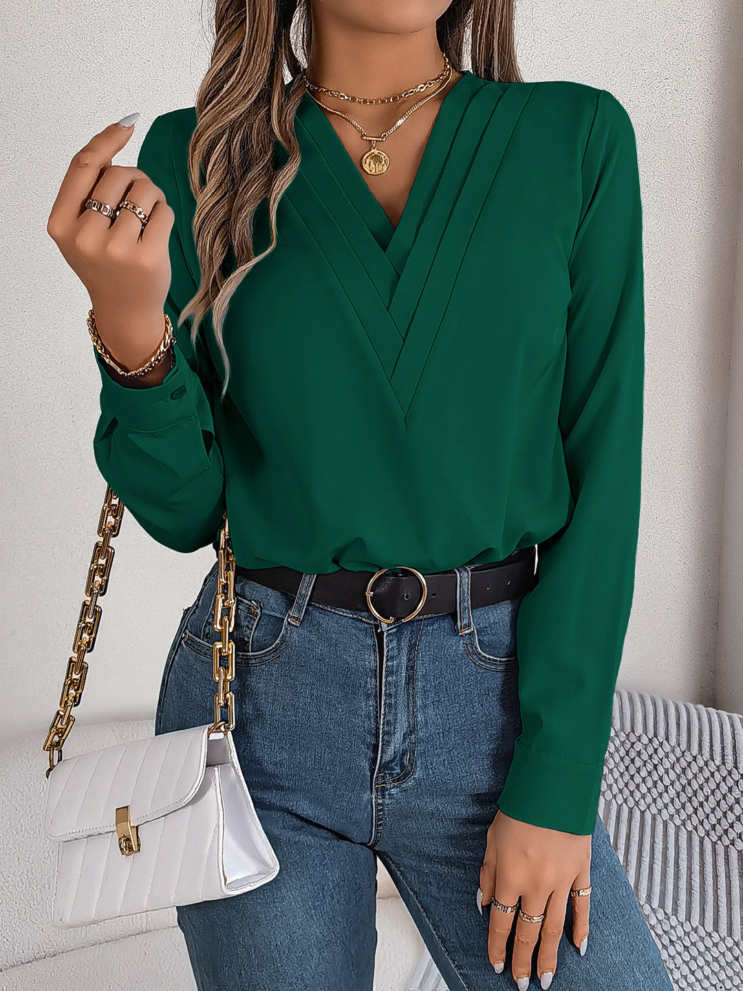 H&F V-Neck Commuter Blouse c