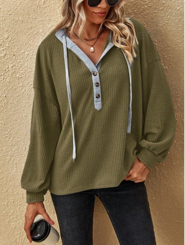 H&F Casual Button Hooded c