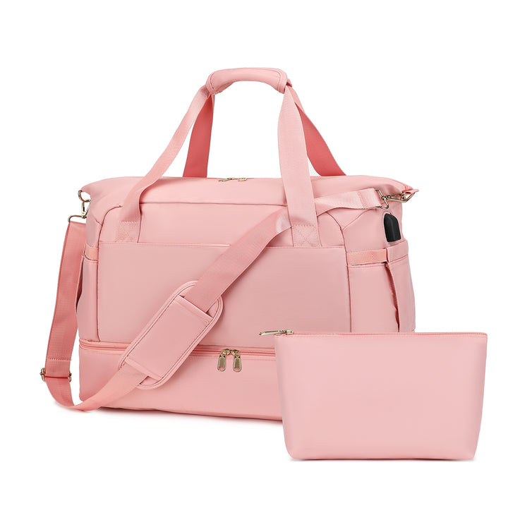 Gym Bag For Women,Travel Duffel Bag With USB Charging Port,Weekender Bag With Wet Pocket
