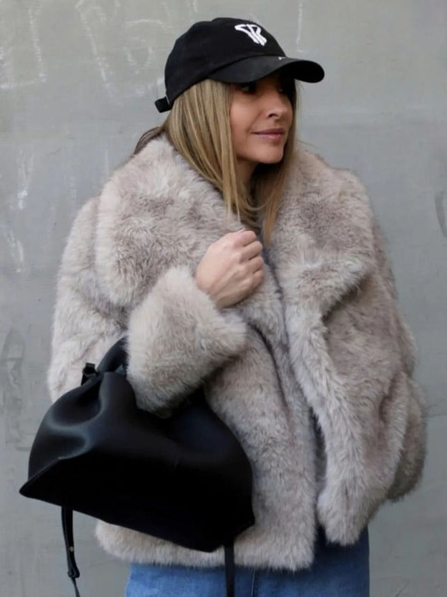 H&F Plush Lapel Coat c